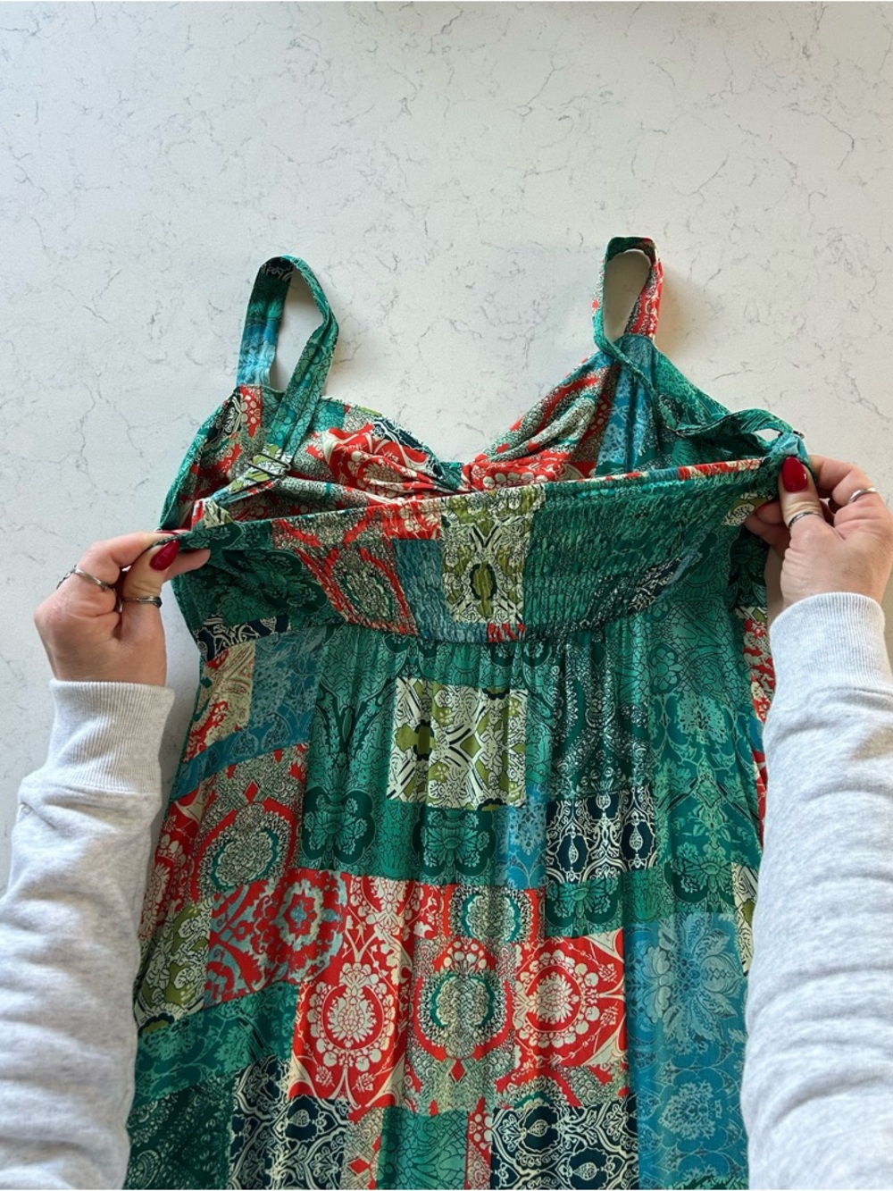 NWOT Boho Floral Adjustable Strap V Neck Beach Flowy Maxi Sundress - Picture 13 of 16